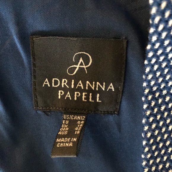 Adrianna Papell blue white polka dot bolero neckline sheath dress - Picture 4 of 10